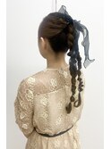 《shii../氏家》#結婚式お呼ばれ#タイト#ヘアセット#リボン