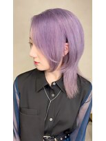 ソルバイジゼル(sol by gisele)&nbsp;仙台パープルブリーチハイトーンカラーウルフカットレイヤー