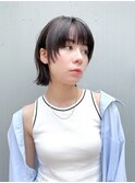 大人ミニボブ前髪ありフェイスレイヤーアッシュ丸顔K20250602