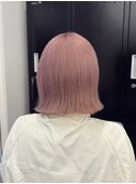 ピンクベージュ、ミニボブ