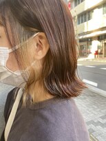 スイート ヘアデザイン(Suite HAIR DESIGN)&nbsp;オレンジブラウン インナーカラー ボブ モテカラー