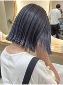 ショートボブハイライトカラーミルクティーベージュダブルカラー