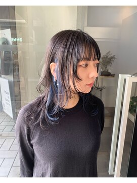 アクアオモテサンドウ(ACQUA omotesando) ◎ブリーチ1回ブルーインナーカラーイヤリングカラー透明感