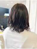福山人気ニュアンスパーマラベンダーグレージュブリーチなし20代
