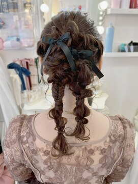 リムネ(RIMUNE) 編みおろしツイン/結婚式ヘア/ヘアセット/ツインポニー