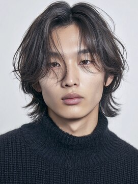 ノラキチジョウジ(NORA KICHIJOJI) ワックスなしセンターパート韓国マッシュメンズミディアム