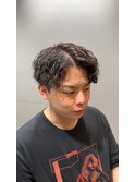 刈り上げマッシュ×波巻きパーマ／カルマパーマ／ダークアッシュ