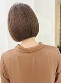 韓国風切りっぱなし小顔ボブ/黒髪地毛風カラー/博多