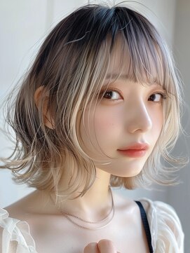 レヴ 草加店(LEV.) イメチェン　外はね　ボブ　美髪　ワイドバング　ブルーブラック