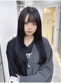 シールエクステ/姫カット/黒髪ロング
