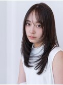 20代30代大人かわいい小顔くびれレイヤーカット黒髪前髪韓国風