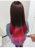 レッドピンク&グラデーションパープル、髪質改善で艶々に！！