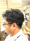 令和ナチュラルパーマツーブロックビジネススタイル人気