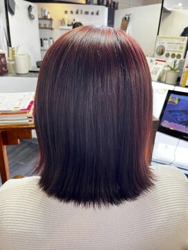 カミケン 方木田店(kamiken.) 切りっぱなしボブ×ピンクブラウンカラー【カミケン方木田店】