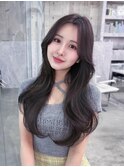 美髪韓国レイヤーイメチェン夏ハイライトカラーくびれヘア