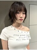 大人美人春夏ショートボブウルフレイヤーアッシュベージュ