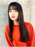 髪質改善トリートメントで叶う美髪ストレート　艶髪　前髪