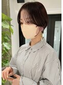 ハンサムショート大人グレージュ暗髪ショートボブ20代30代40代
