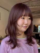 ナループロアポンテ(Nalu pu loa PONTE)&nbsp;ミディアムレイヤーカット海外風レイヤーダークパープルカラー