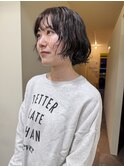 〈浅草 半個室〉ニュアンスミニボブパーマミントグレージュ