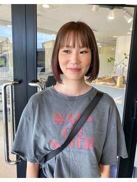 エンリッチヘア(enrich hair) ボブ インナーカラー ピンクグレージュ