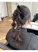 編み下ろしツインポニー