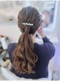 結婚式 二次会 お呼ばれ ポニーテール×パールピン