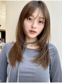 【MINX】くびれヘアアプリコットオレンジハイライトカラー_銀座