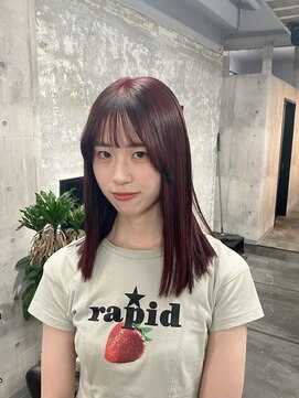 コワファースト長崎シャンプーボーイ 2nd(COIFF1RST 長崎 SHAMPOO BOY) 長崎 ブリーチなしカラー 韓国 カシスレッド