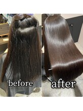 縮毛矯正before→after☆画像加工なし実際のお客様お写真です《縮毛矯正/髪質改善/髪質改善カラー/恵比寿》