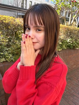 ノラ シブヤ(NORA) オン眉バング、ショートバング、ベージュカラー【木原】