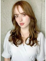 クーエフー(coo et fuu)&nbsp;シースルーバングと波パーマ　オリーブベージュ