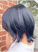 おしゃれな大人のデザインカラー ブルーアッシュ ひし形レイヤー