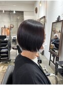 ツヤ髪スタイルニュアンスカラーショートボブセンターパート