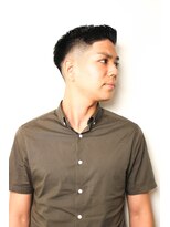 メリケンバーバーショップ フクオカ(MERICAN BARBERSHOP FUK)&nbsp;サイドパートショートセミウェットワイルドツーブロックテクノ36