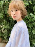 アンニュイな雰囲気の春パーマ×金髪ボブ/くるくるヘア