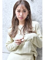 メーヴェ(Mowen) mowen 南堀江　オリーブカラー×ゆる巻きミディ×透明感カラー