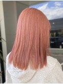 10代20代30代艶感ストレートピンクカラー×透明感ミディ