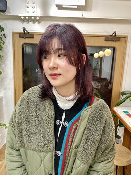 シエン 恵比寿(CIEN) 赤髪/レッドブラウン/ツヤ髪/ウルフカット/レイヤースタイル