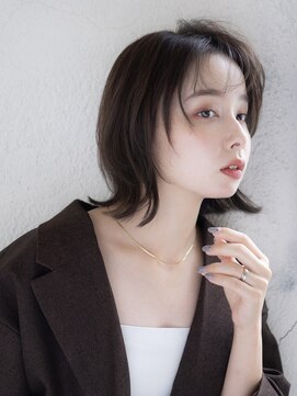 ヘアーメイクパウダー 天王寺寺田町店(Hair make powder) 大人可愛い20代30代40代小顔ウルフレイヤーボブグレージュ