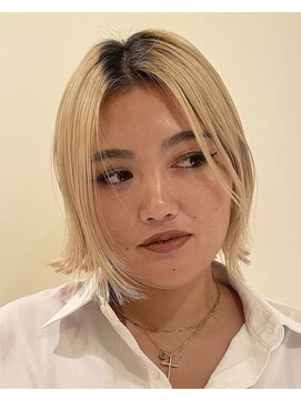 ビュートリアム265(BEAUTRIUM 265) 海外風癖毛活かしボブ/ハイトーンベージュ切りっぱなしボブ/銀座