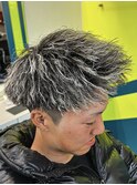 ホワイトメッシュ×束感ツイスト