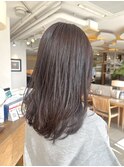 ブリーチなしカシスラベンダーふんわりレイヤースタイル