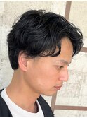ニュアンスパーマ/センターパート/メンズパーマ/理容室