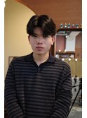 メンズセンターパートニュアンスパーマコンマバング韓国ヘア岡山
