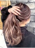 ハイライトカラー　シアーピンク　白髪ぼかし　レイヤーカット