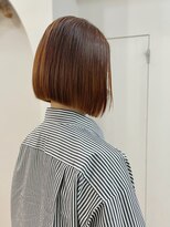 前下がりボブオレンジベージュデザインカラー大人可愛い20代30代