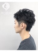 アッシュブラック ツーブロック☆スーツに良く似合うパーマ 小岩