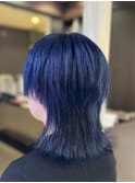 ネイビーブルー&ウルフカット