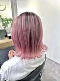 ピンクバレイヤージュ　天六バレイヤージュ　天六シャドールーツ